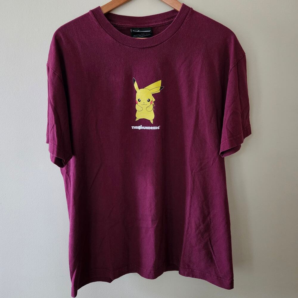 The Hundreds x Pokemon Wildfire Thunderbolt Graphic Tee Size Large Red 2-Sided